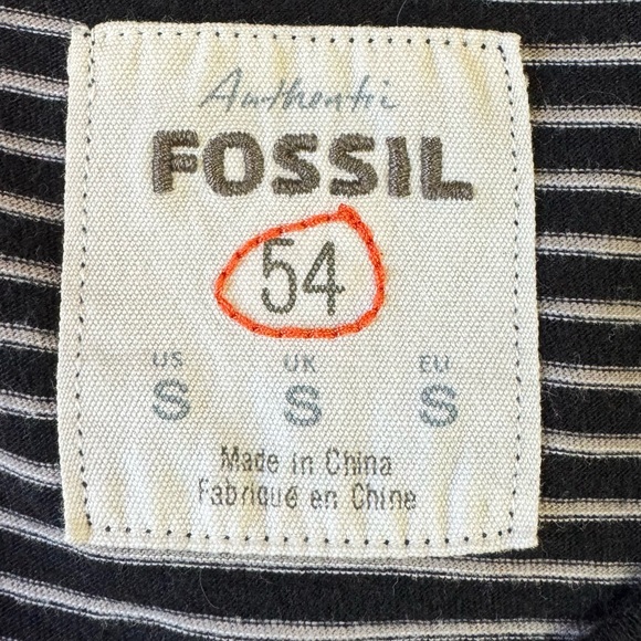 Fossil top women small 100% cotton striped short sleeve crewneck tshirt black - Picture 3 of 7